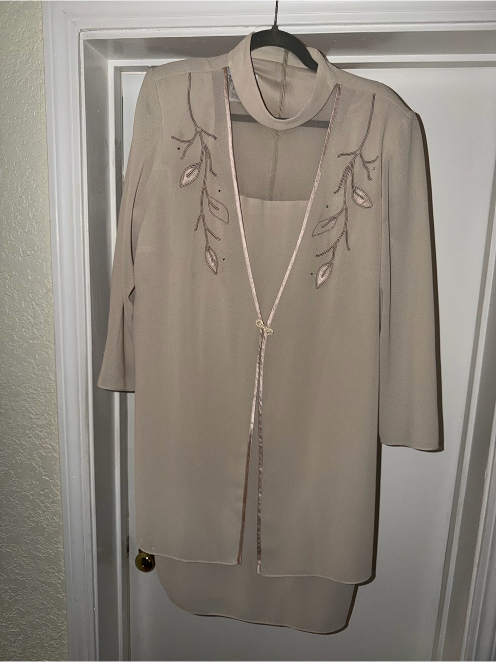 Patra Beige Chiffon Overlay Dress